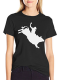 Cowboy Riding Bull Black Graphic Tee