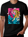 Tiger vs Koi Fish Graphic Print T-Shirt