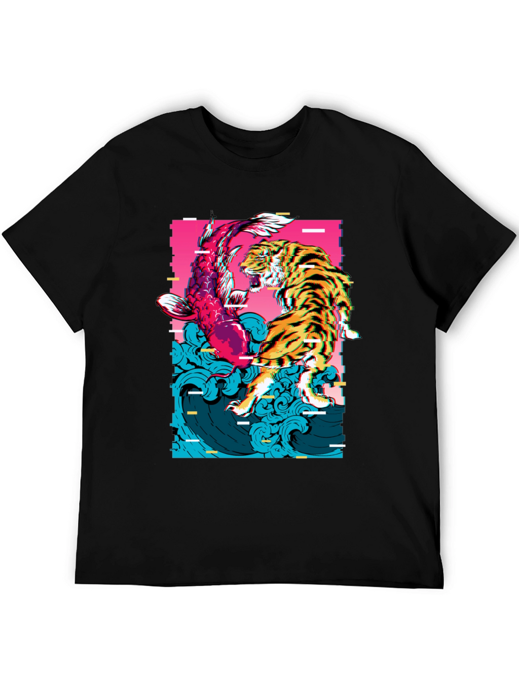 Tiger vs Koi Fish Graphic Print T-Shirt