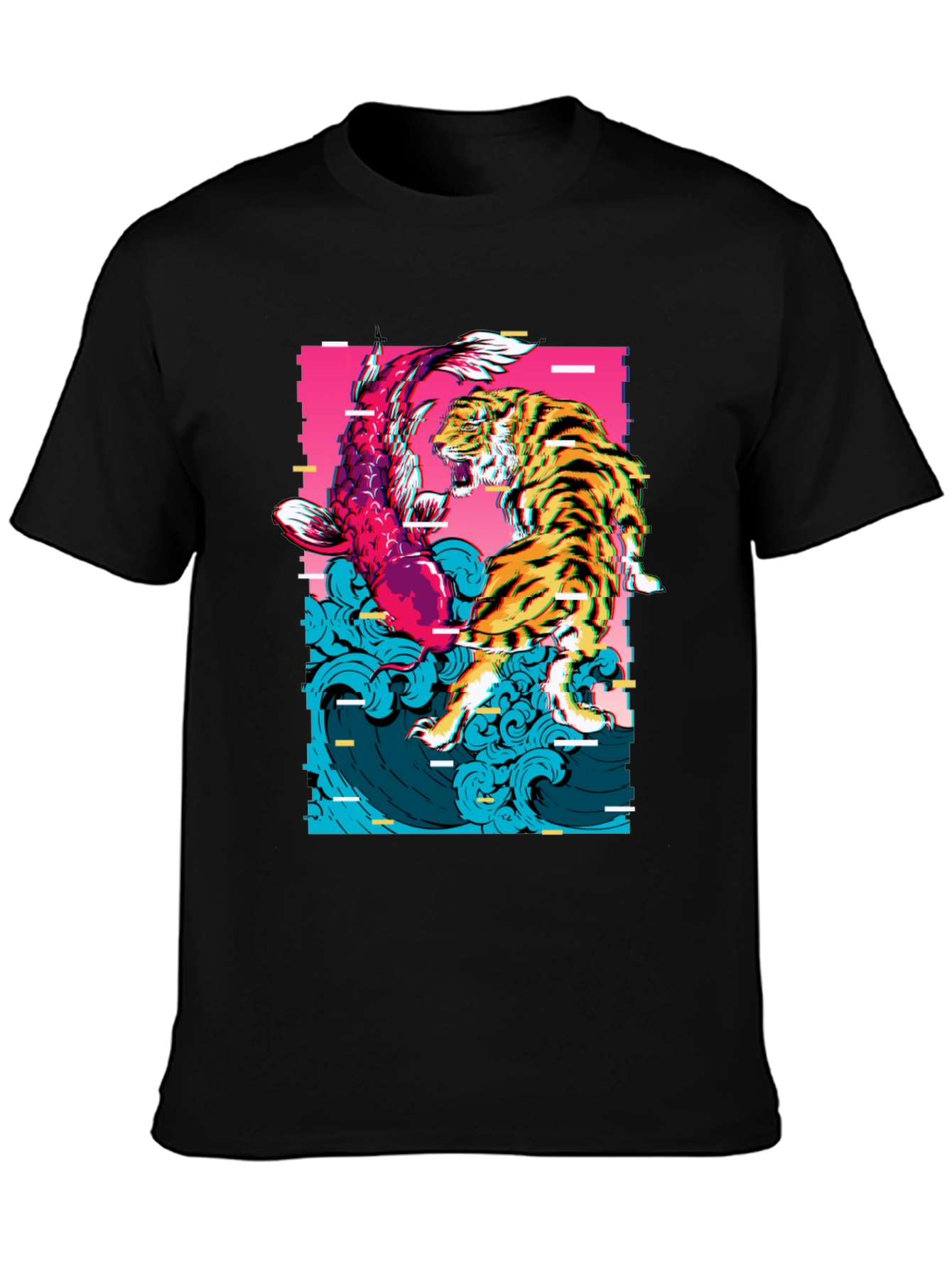 Tiger vs Koi Fish Graphic Print T-Shirt