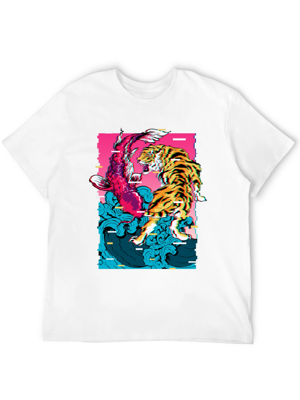 Tiger vs Koi Fish Graphic Print T-Shirt