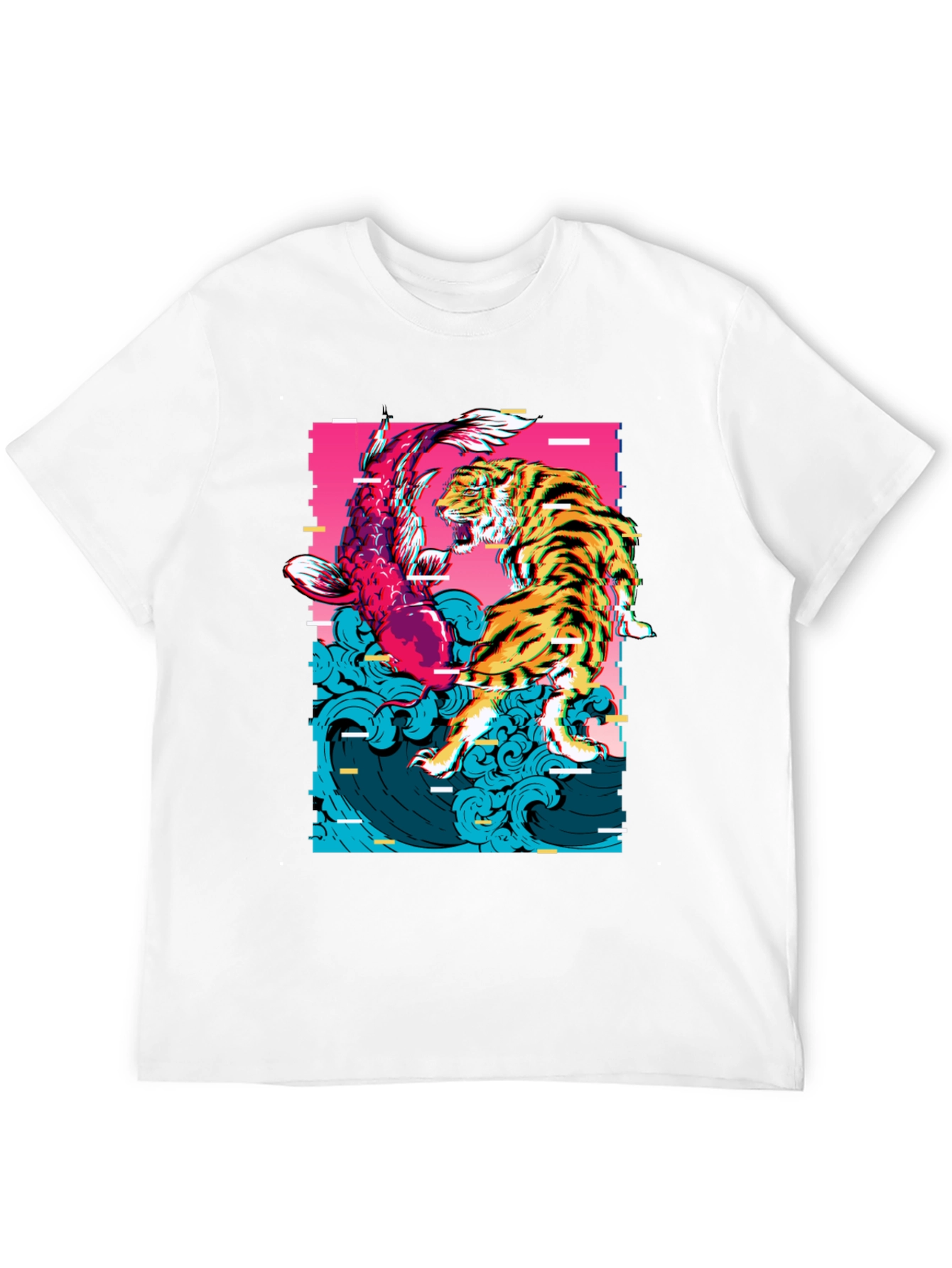 Tiger vs Koi Fish Graphic Print T-Shirt