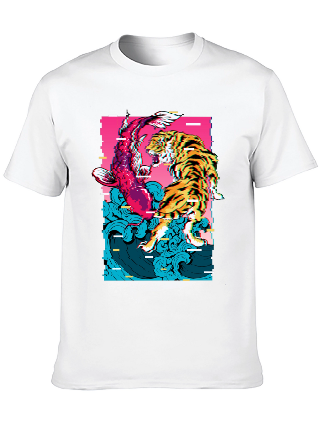 Tiger vs Koi Fish Graphic Print T-Shirt