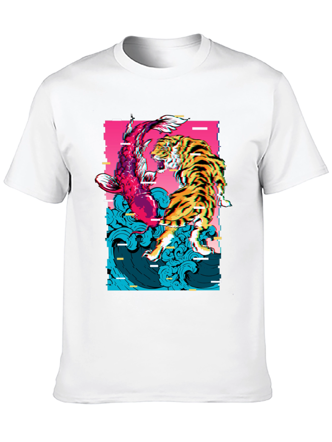 Tiger vs Koi Fish Graphic Print T-Shirt
