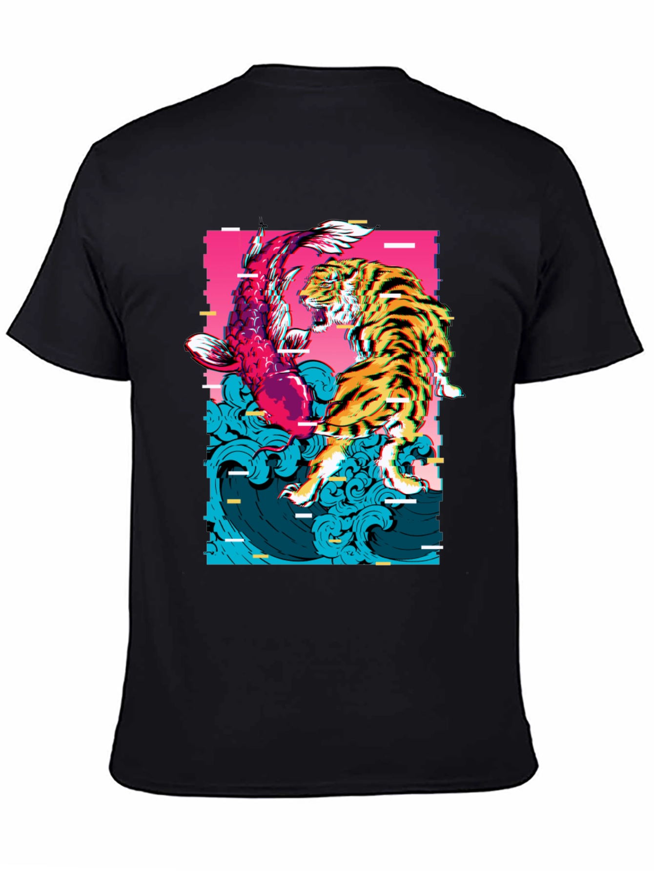 Tiger vs Koi Fish Graphic Print T-Shirt