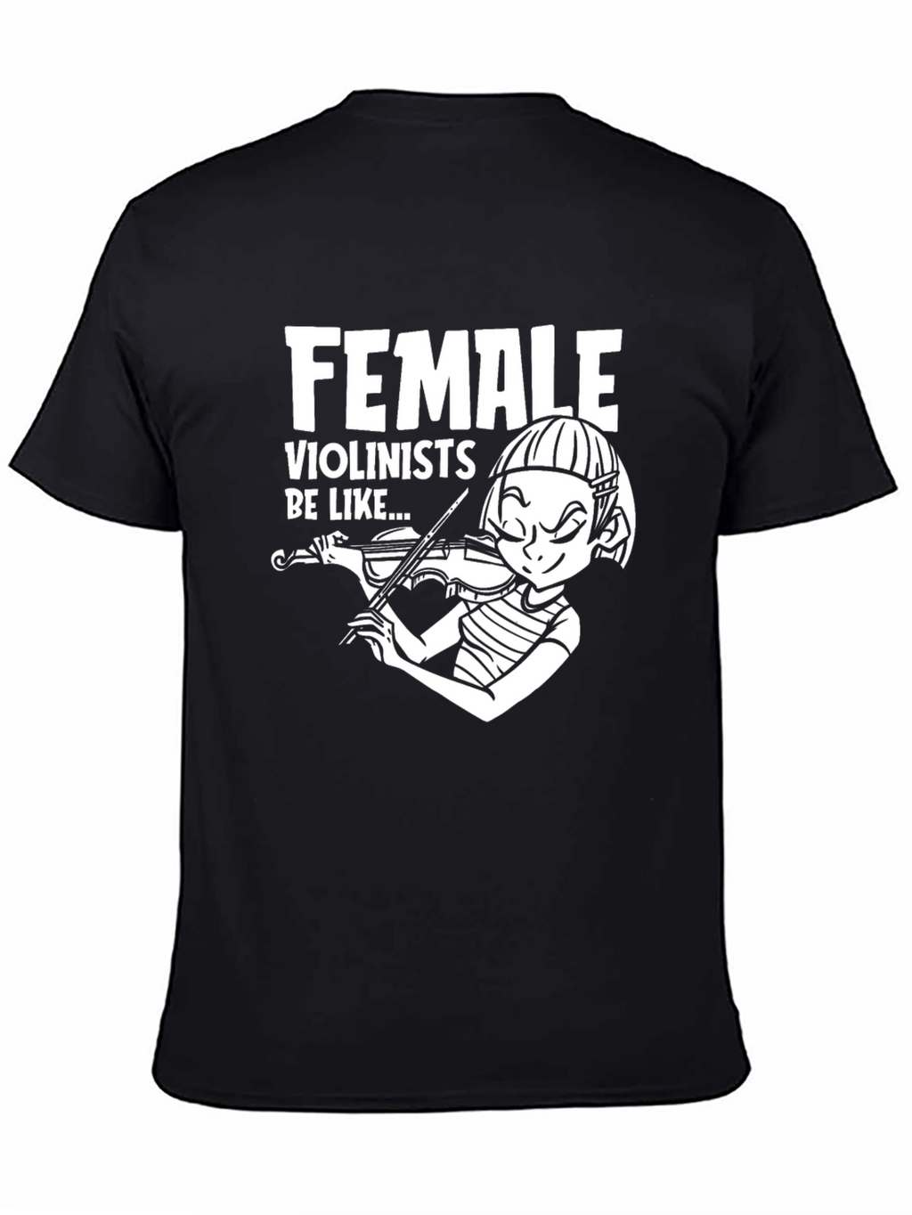 Female Violinists Graphic Tee - Black Cotton T-Shirt