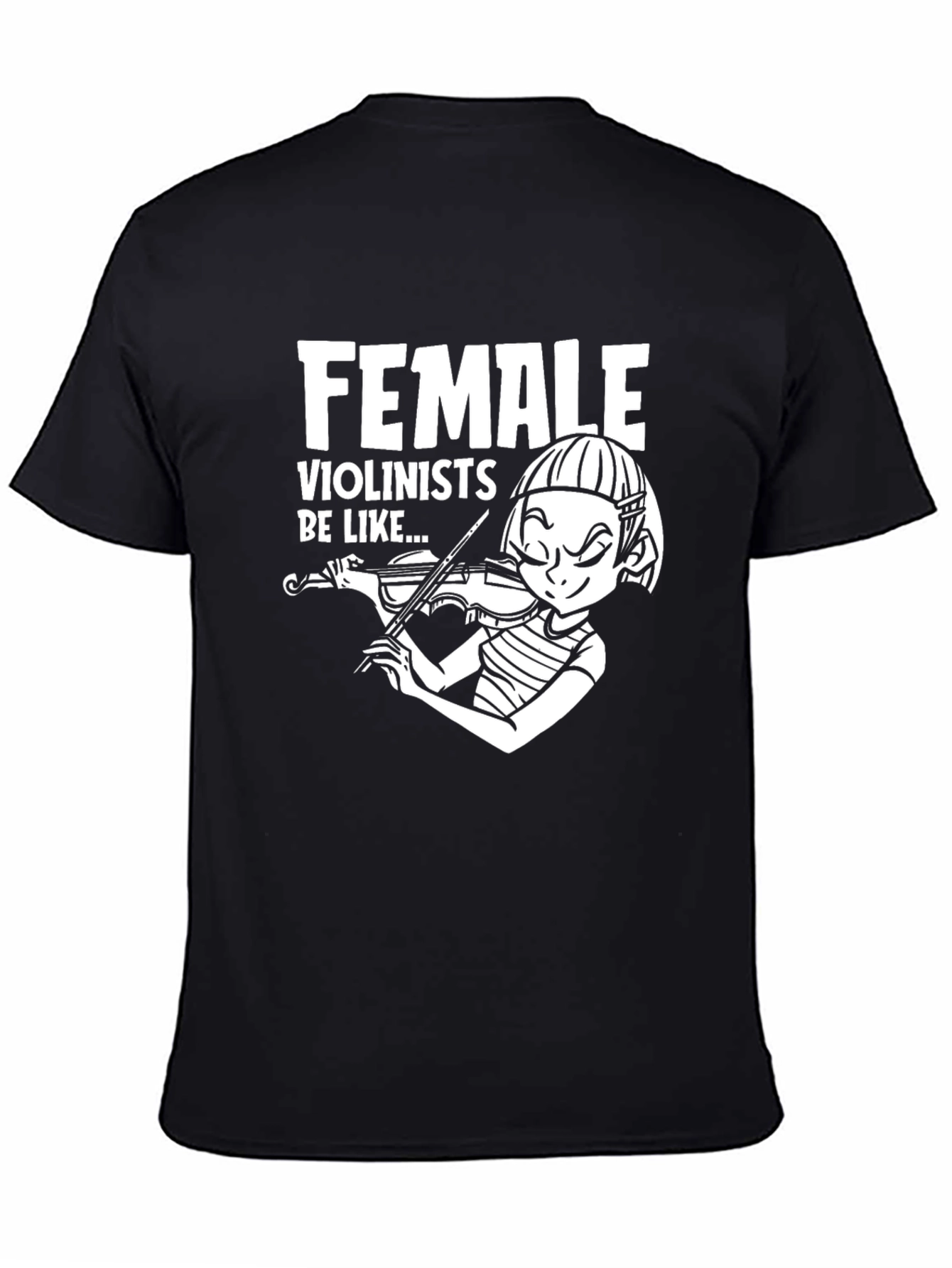 Female Violinists Graphic Tee - Black Cotton T-Shirt