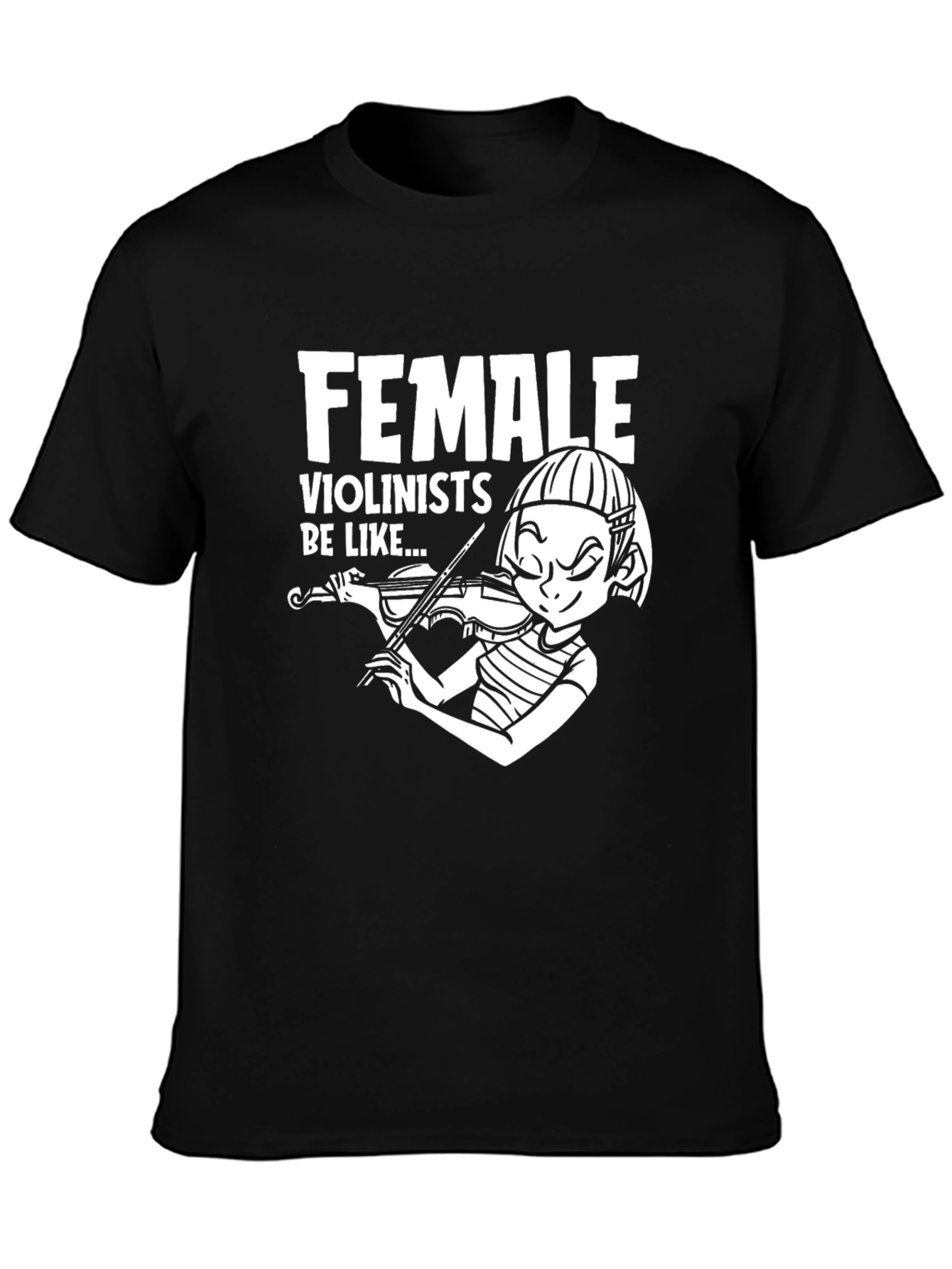 Female Violinists Graphic Tee - Black Cotton T-Shirt