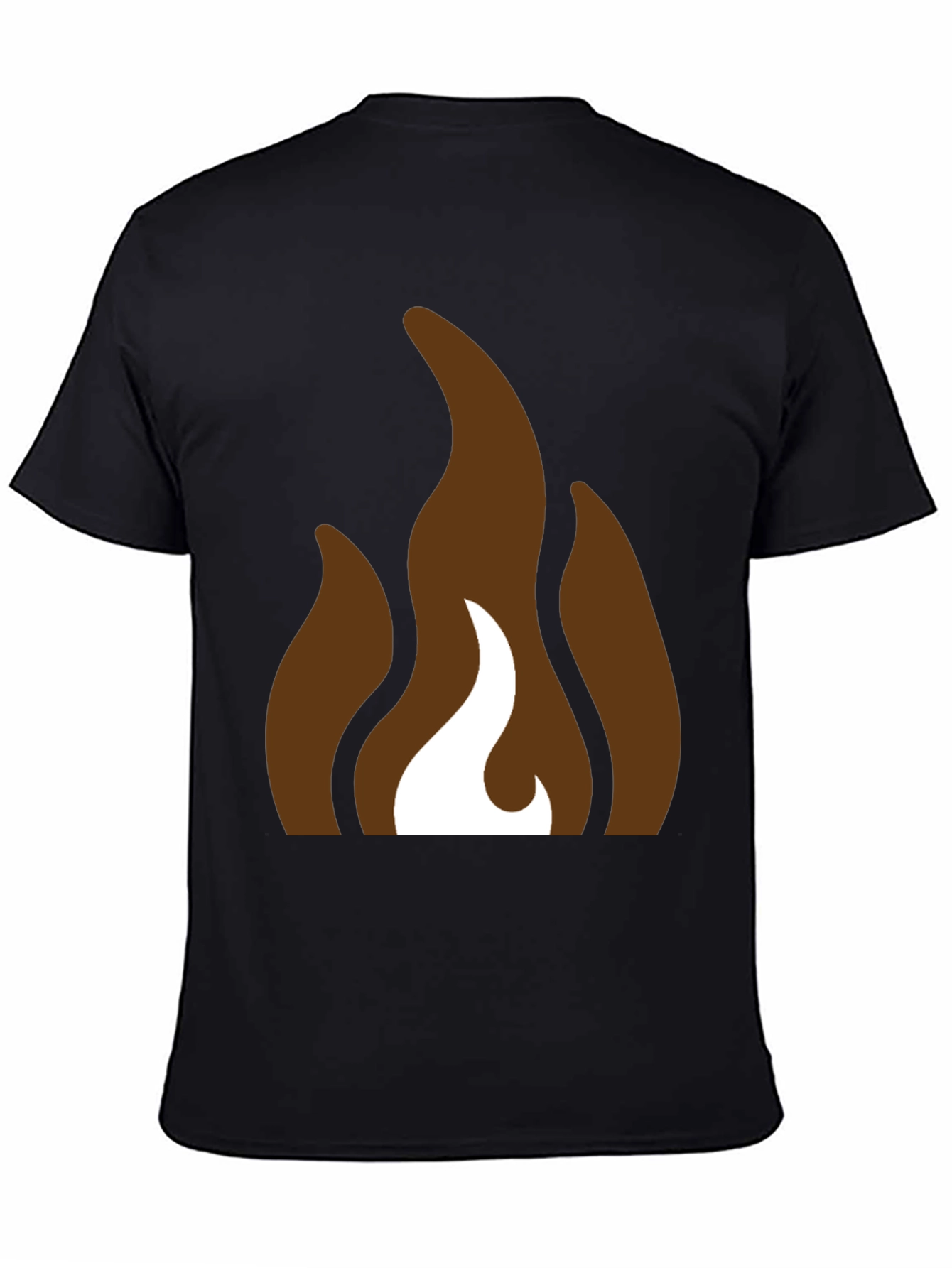 Brown Flames Graphic Black T-Shirt
