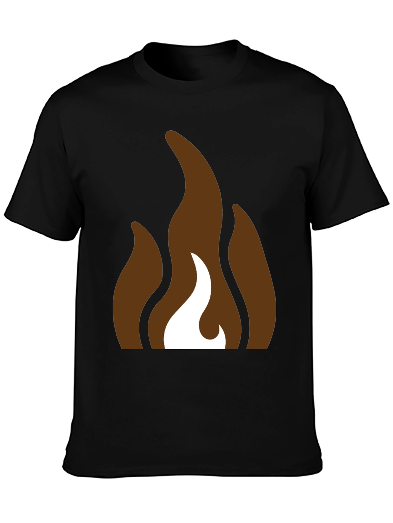 Brown Flames Graphic Black T-Shirt