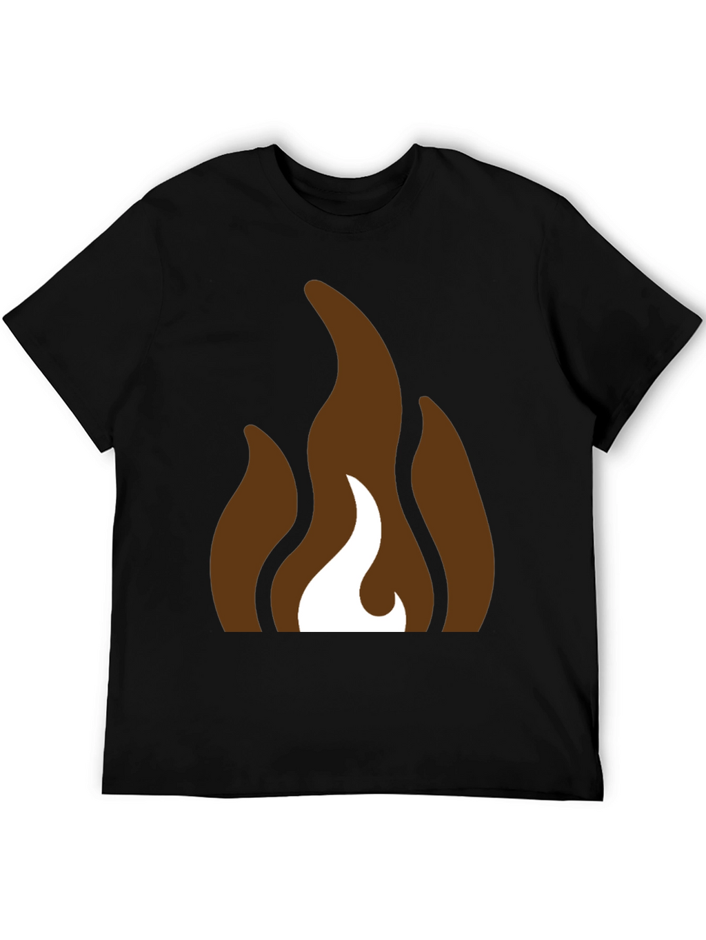 Brown Flames Graphic Black T-Shirt