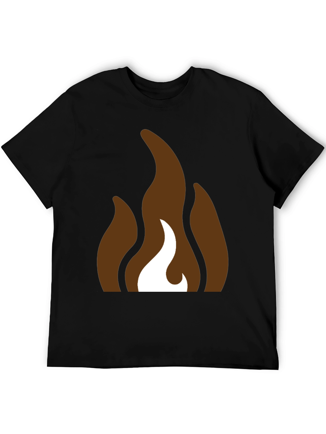 Brown Flames Graphic Black T-Shirt