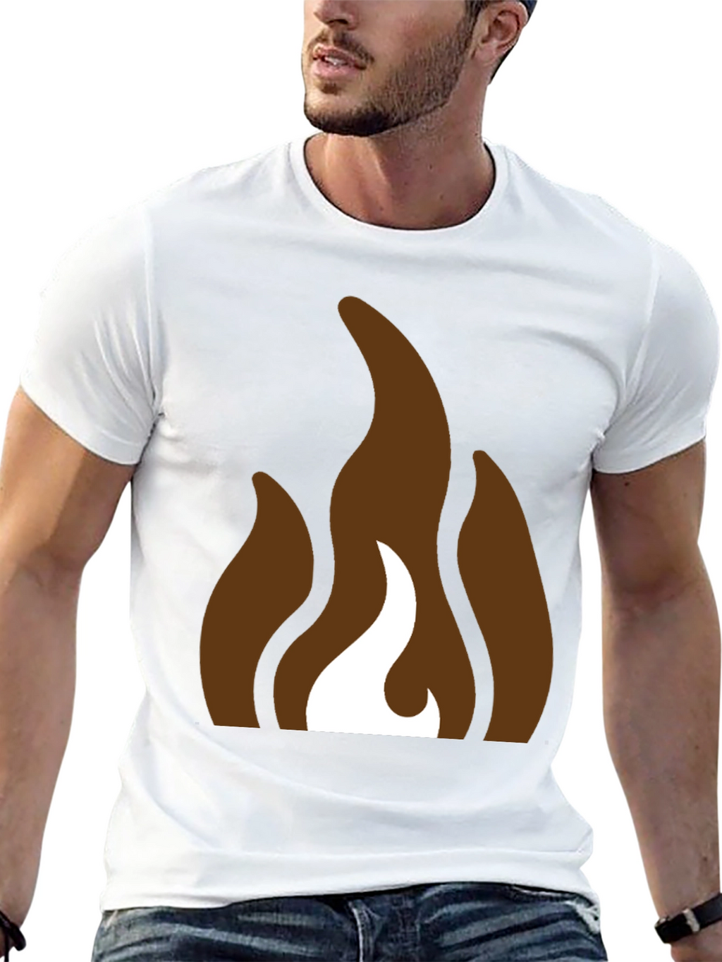 Brown Flames Graphic Black T-Shirt