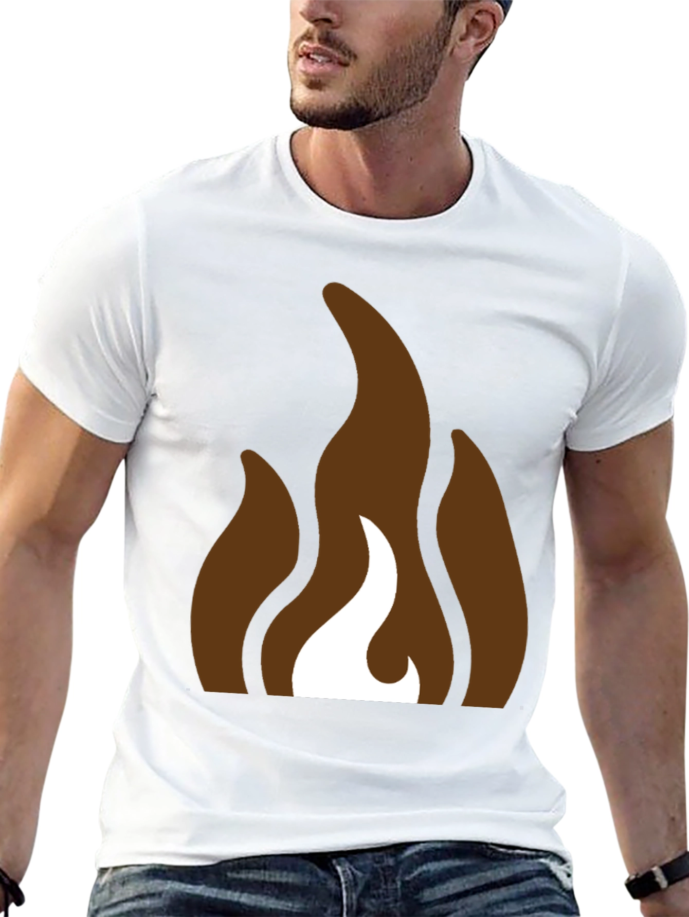 Brown Flames Graphic Black T-Shirt