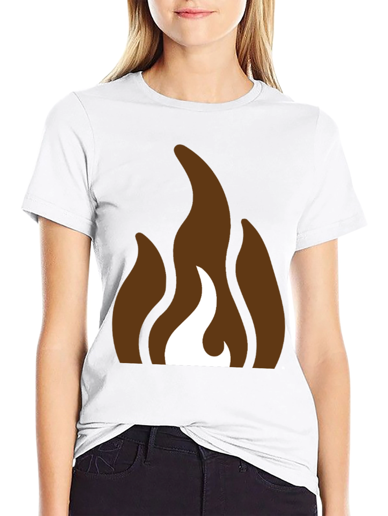 Brown Flames Graphic Black T-Shirt