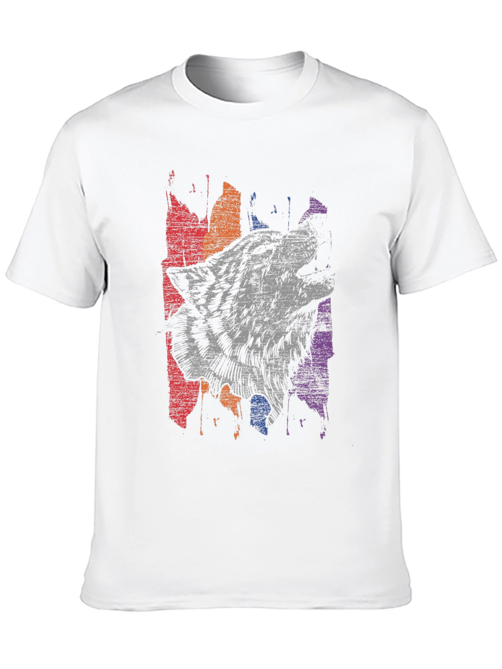 Wolf Graphic Print Mens Black T-Shirt