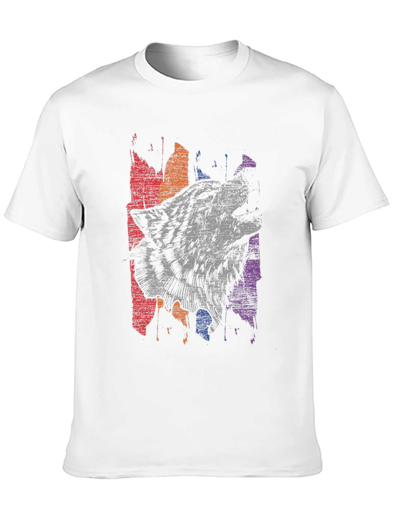 Wolf Graphic Print Mens Black T-Shirt
