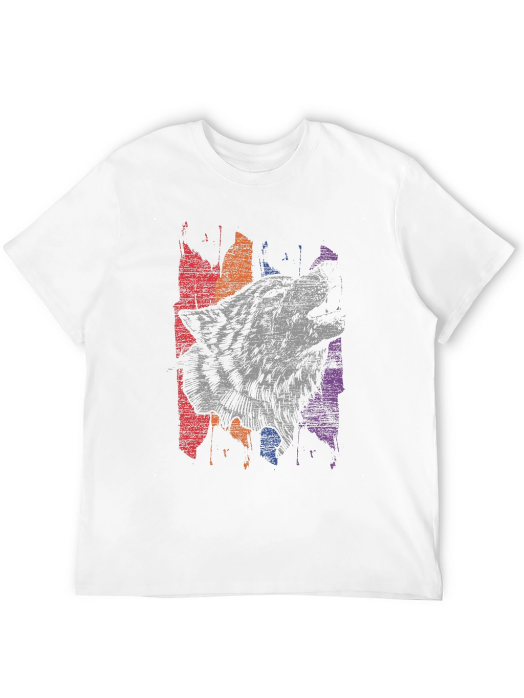 Wolf Graphic Print Mens Black T-Shirt
