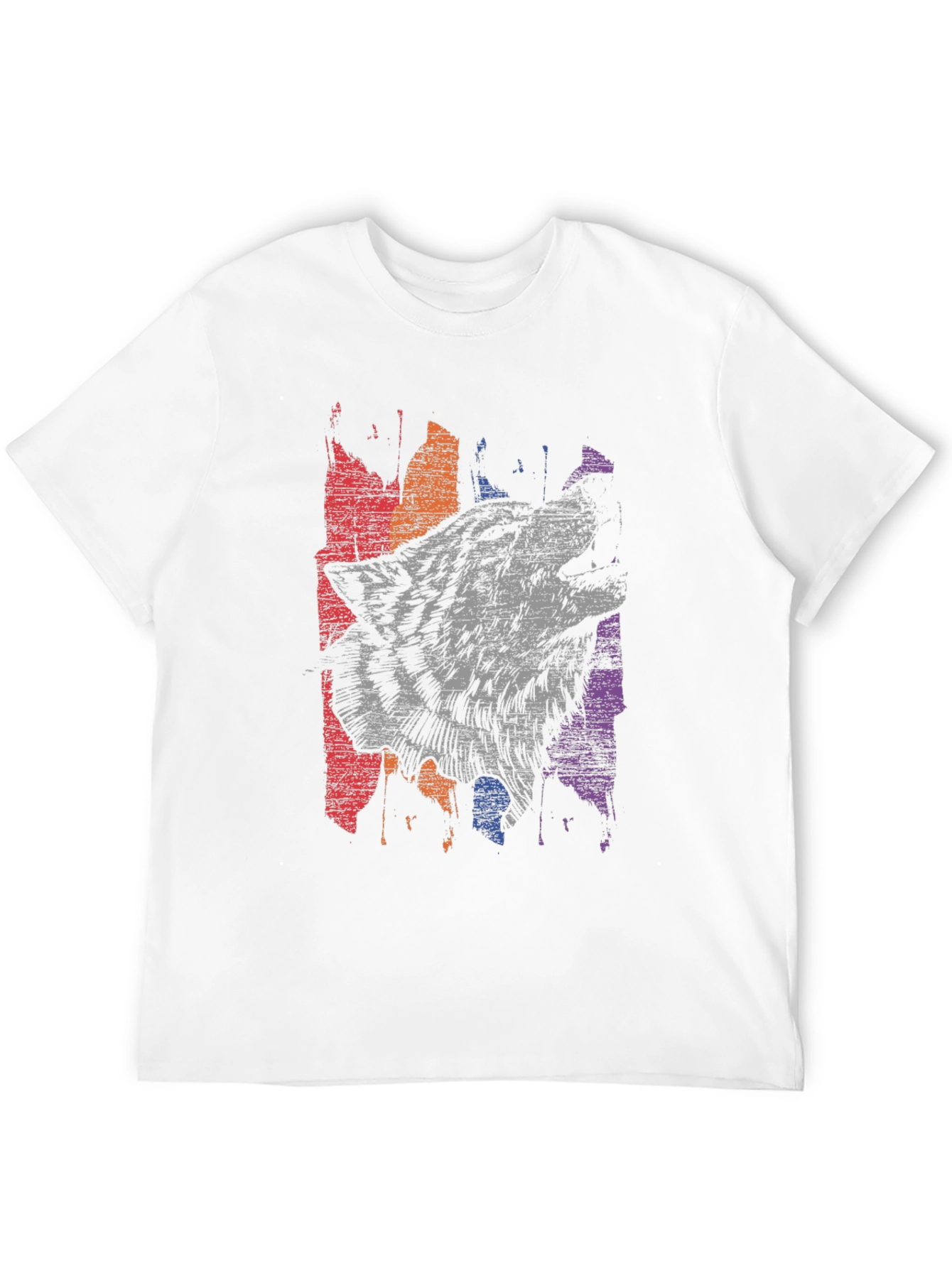 Wolf Graphic Print Mens Black T-Shirt