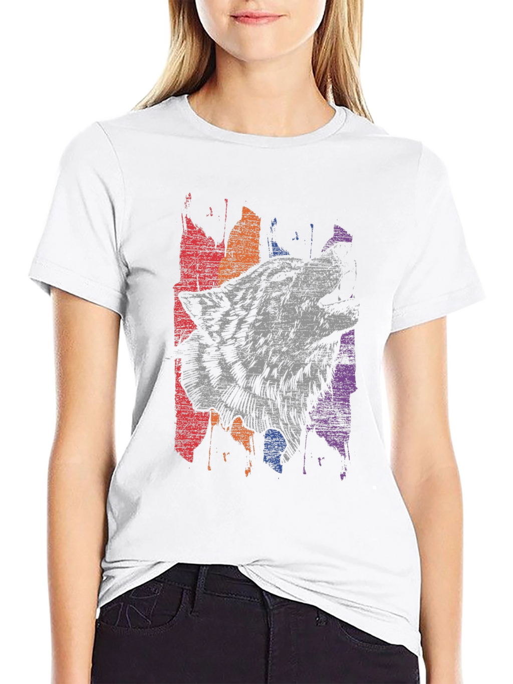 Wolf Graphic Print Mens Black T-Shirt