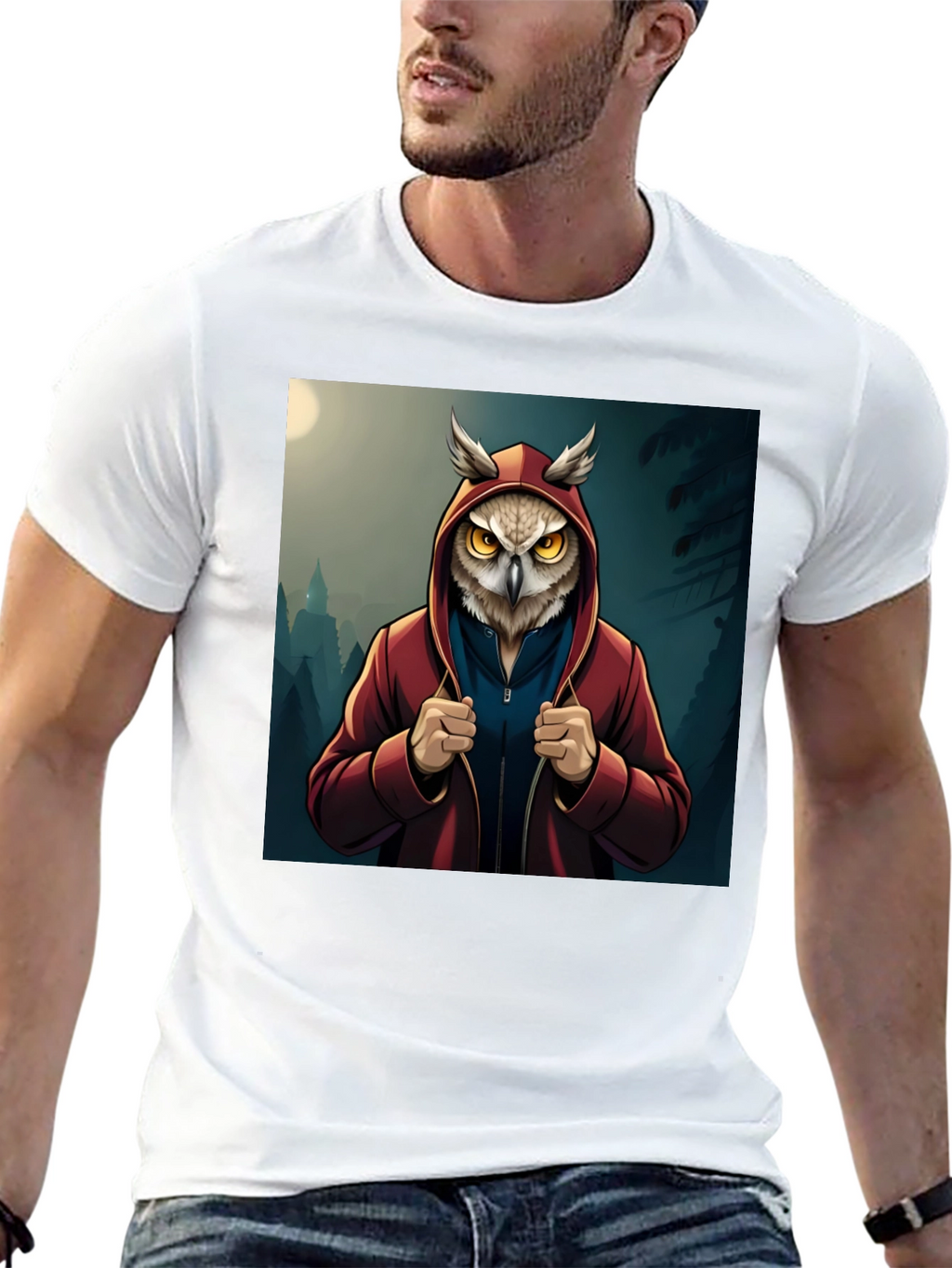 Owl Hoodie Graphic T-Shirt
