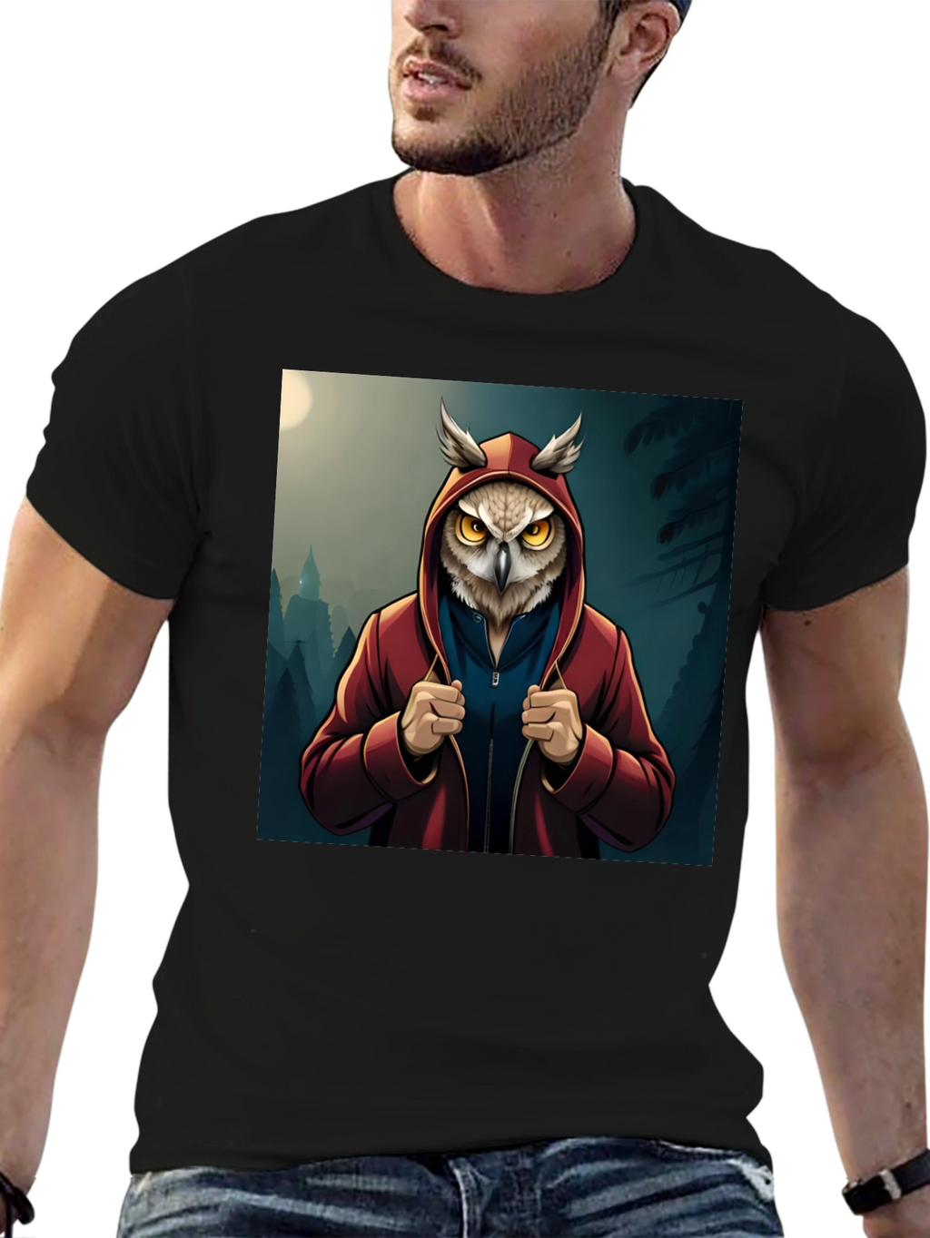 Owl Hoodie Graphic T-Shirt