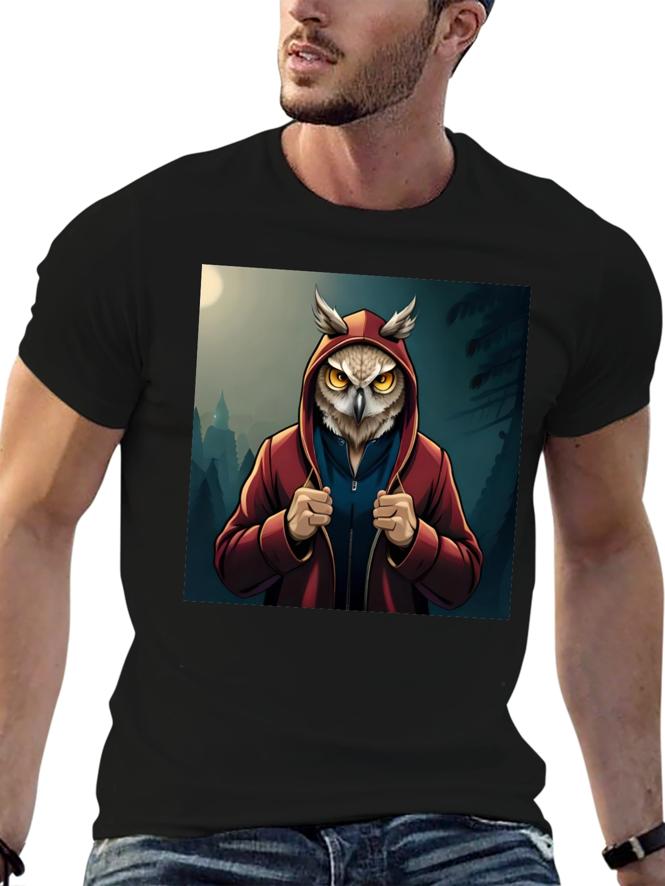 Owl Hoodie Graphic T-Shirt