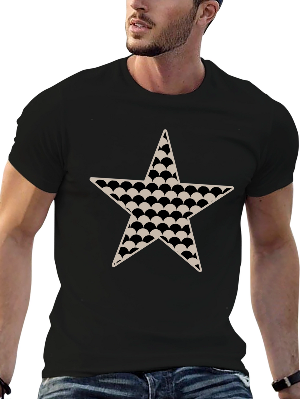 Black Star Patterned T-Shirt