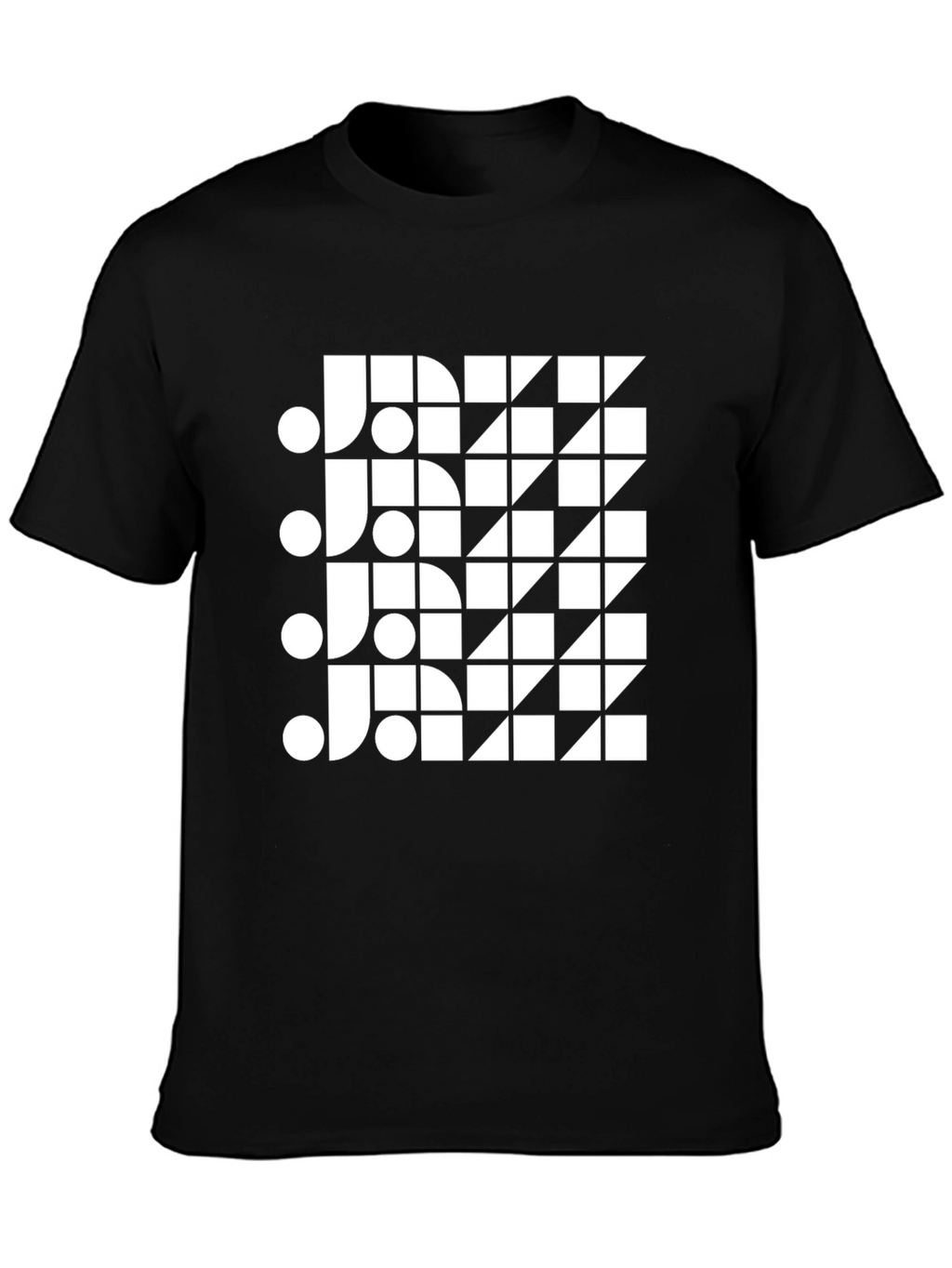 Modern Geometric Jazz Graphic Black T-Shirt