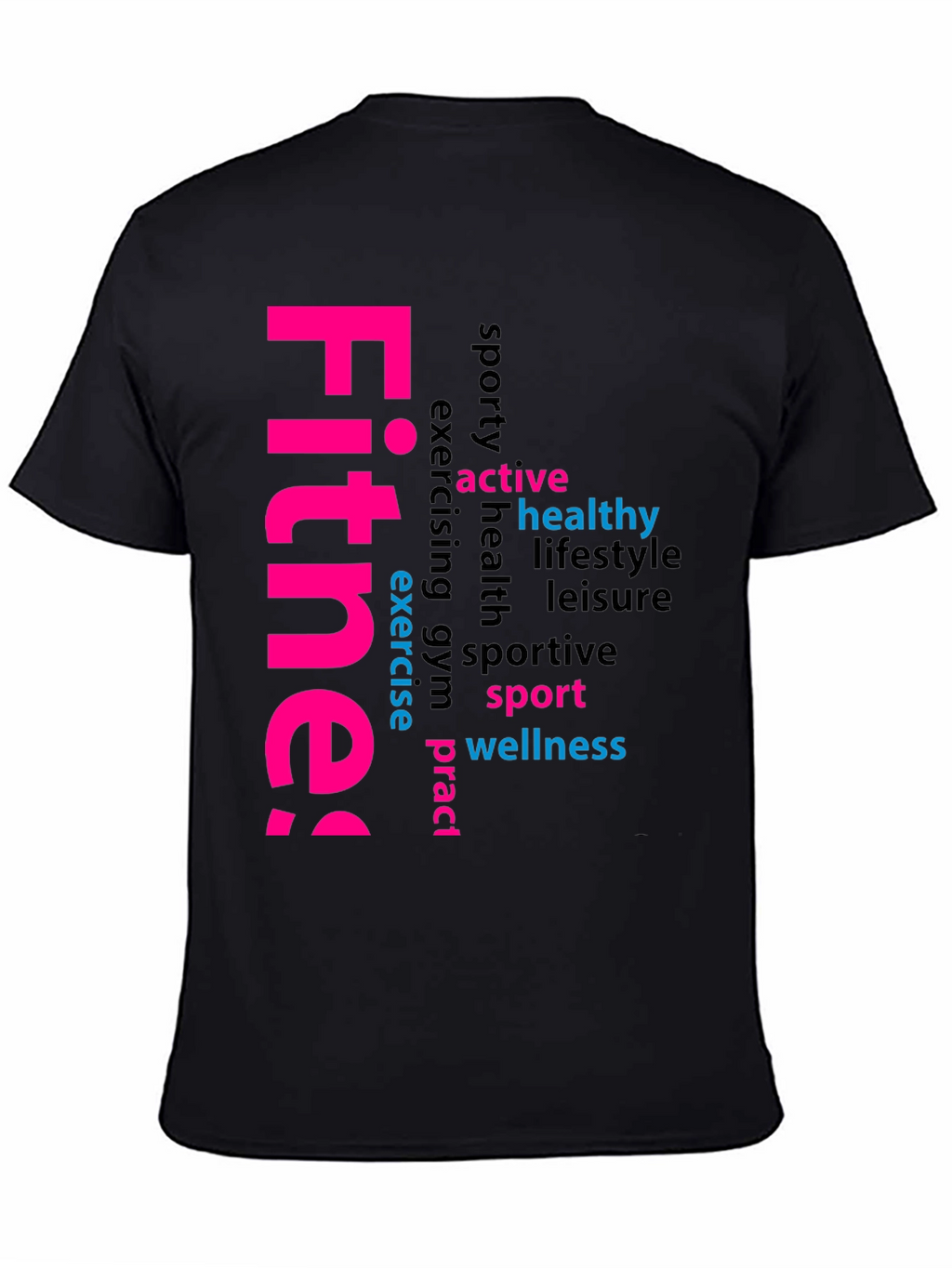 Fitness Word Art Black Graphic Tee