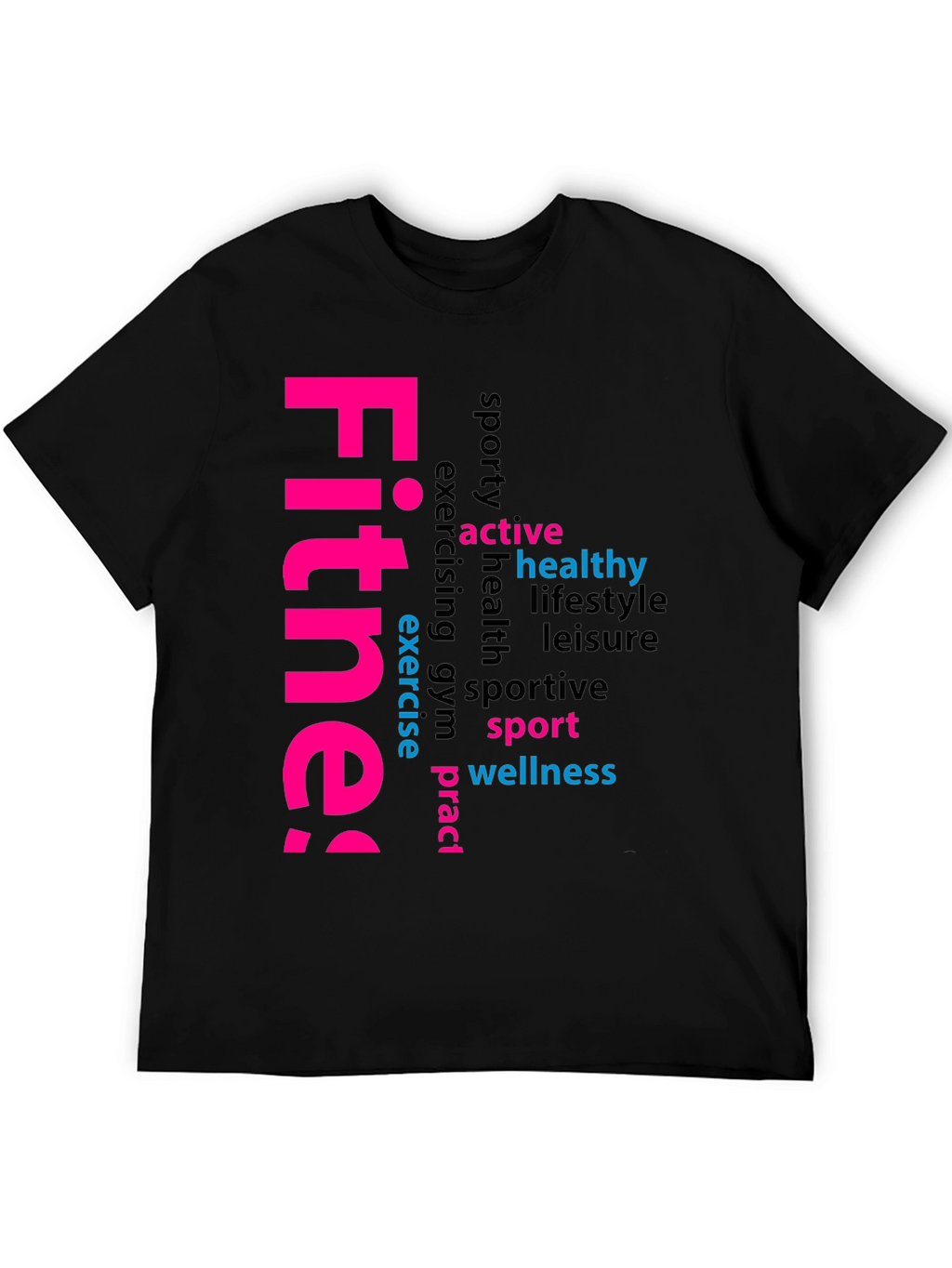 Fitness Word Art Black Graphic Tee