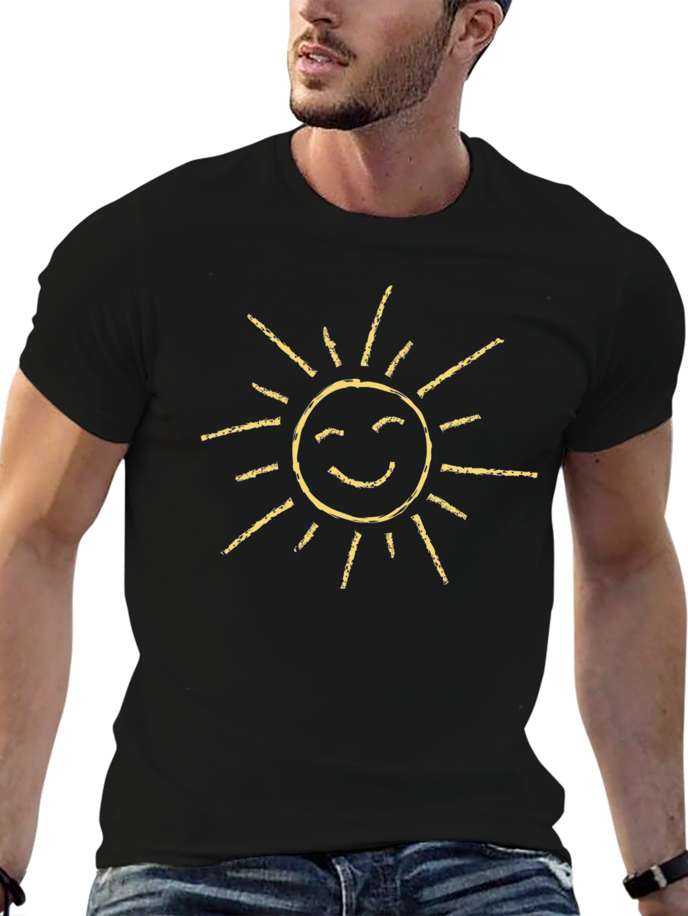 Sunshine Graphic Tee - Black Casual T-Shirt