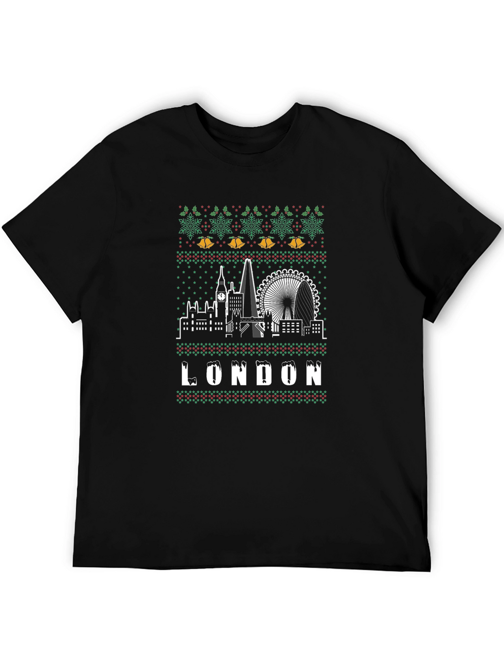 London Christmas Sweater Style T-Shirt