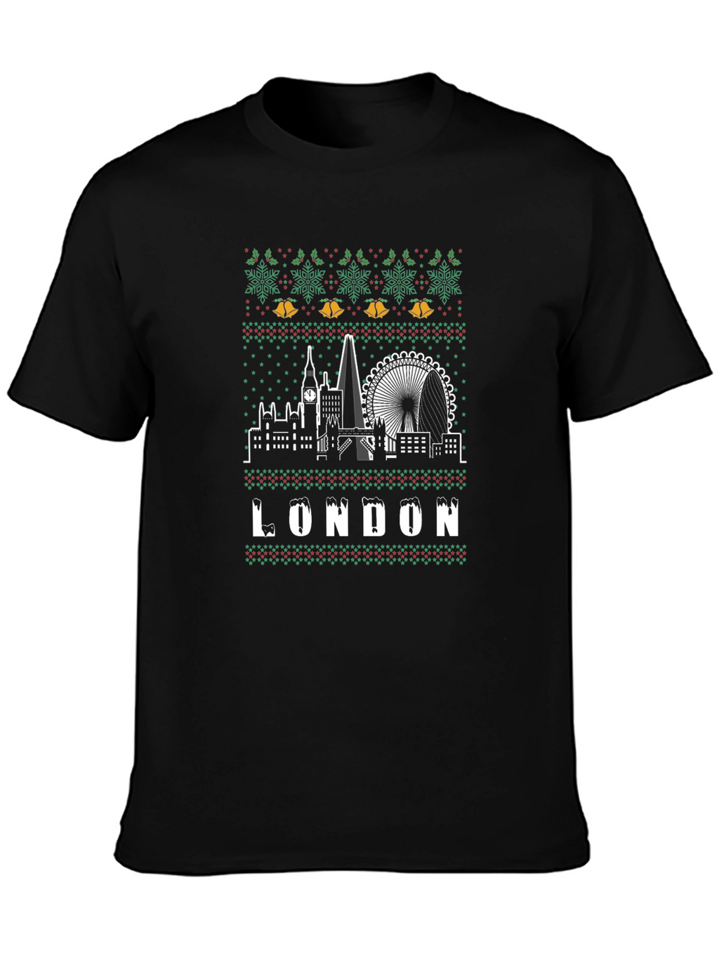 London Christmas Sweater Style T-Shirt