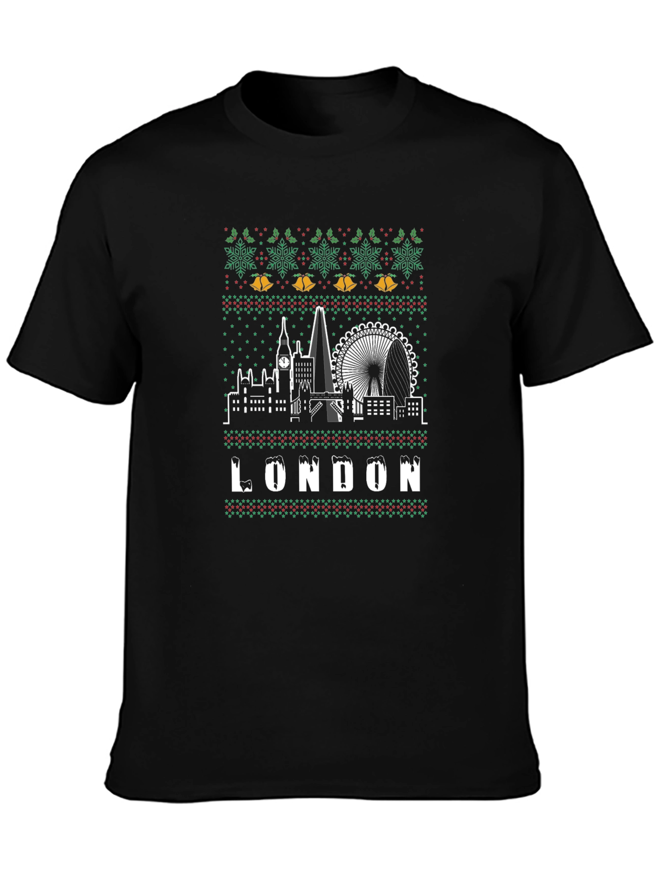 London Christmas Sweater Style T-Shirt