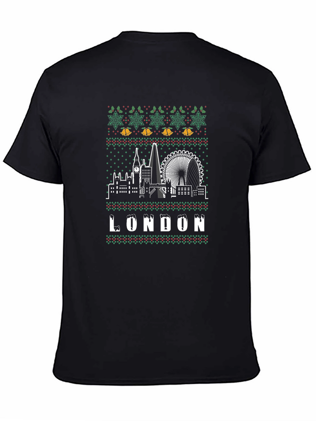 London Christmas Sweater Style T-Shirt