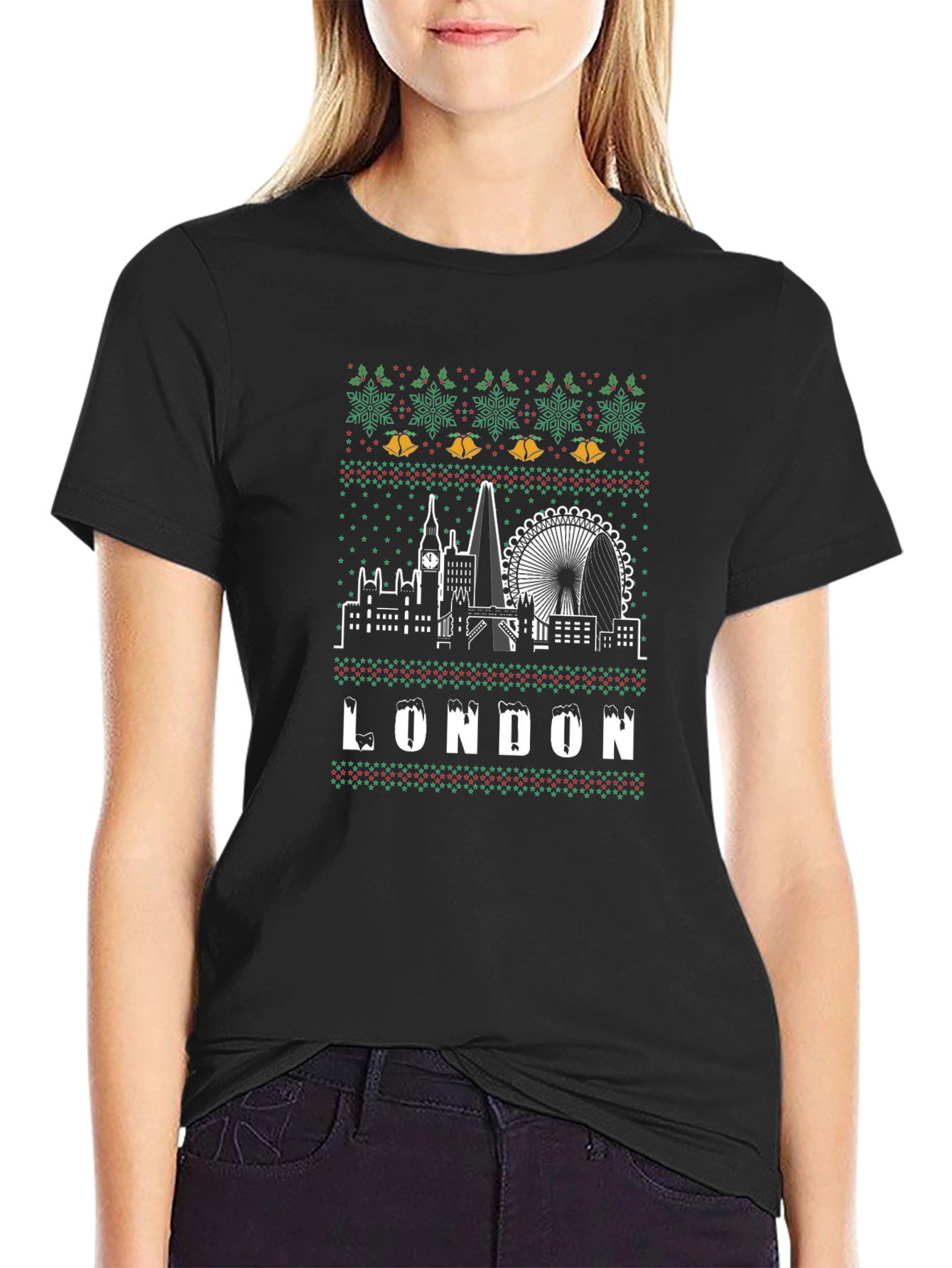 London Christmas Sweater Style T-Shirt