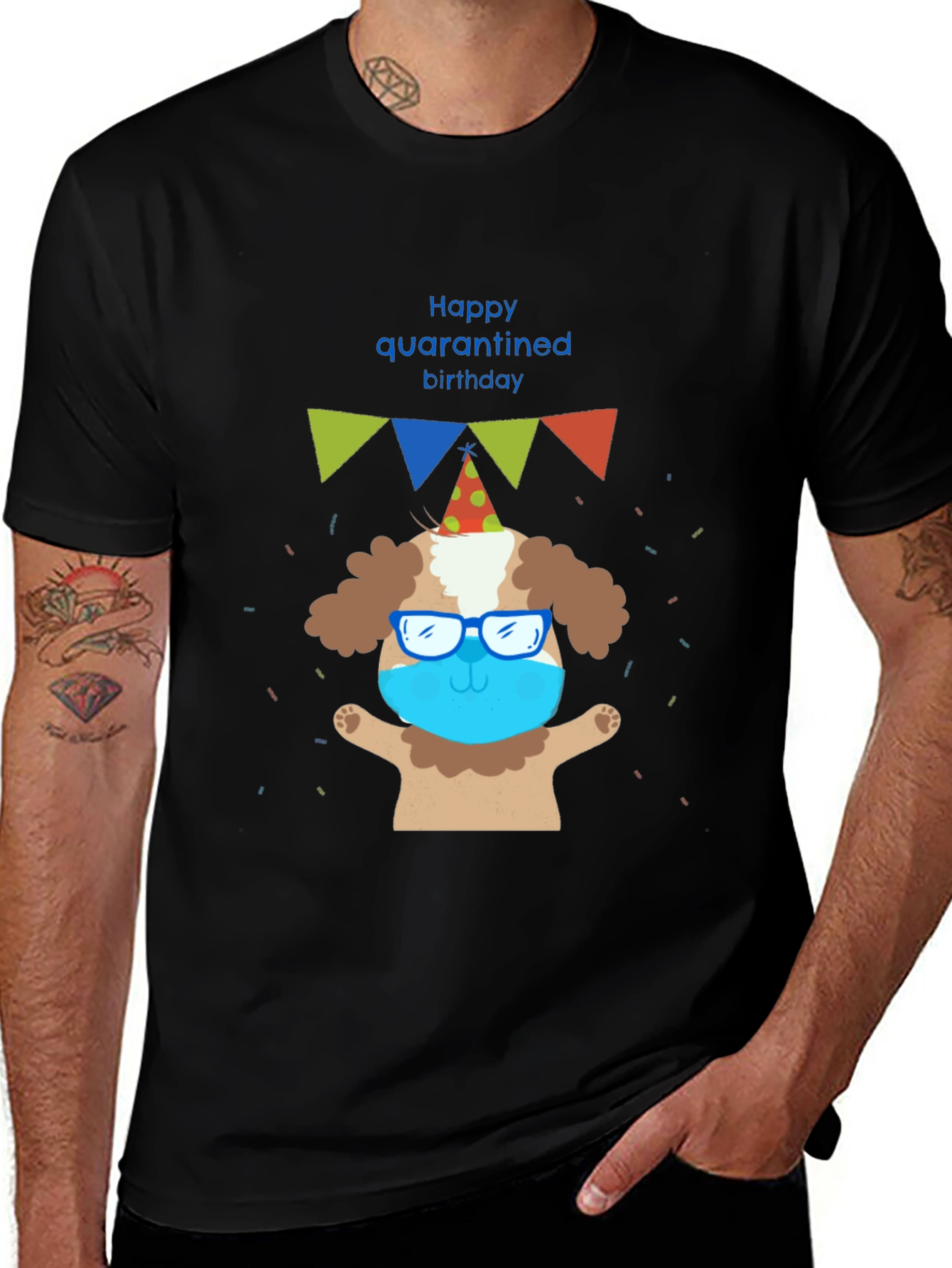 Happy Quarantined Birthday Dog T-Shirt – Funny Party Dog Graphic Tee