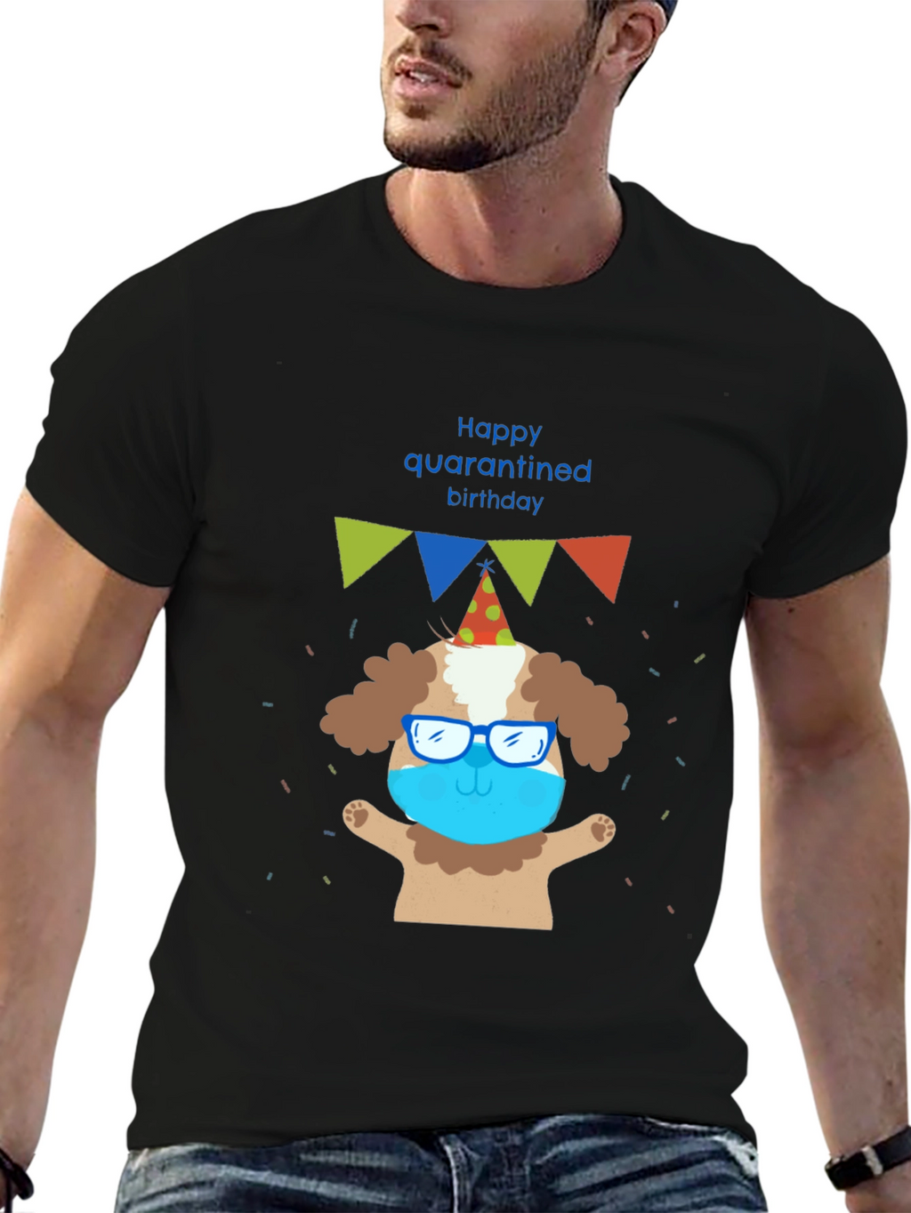 Happy Quarantined Birthday Dog T-Shirt – Funny Party Dog Graphic Tee