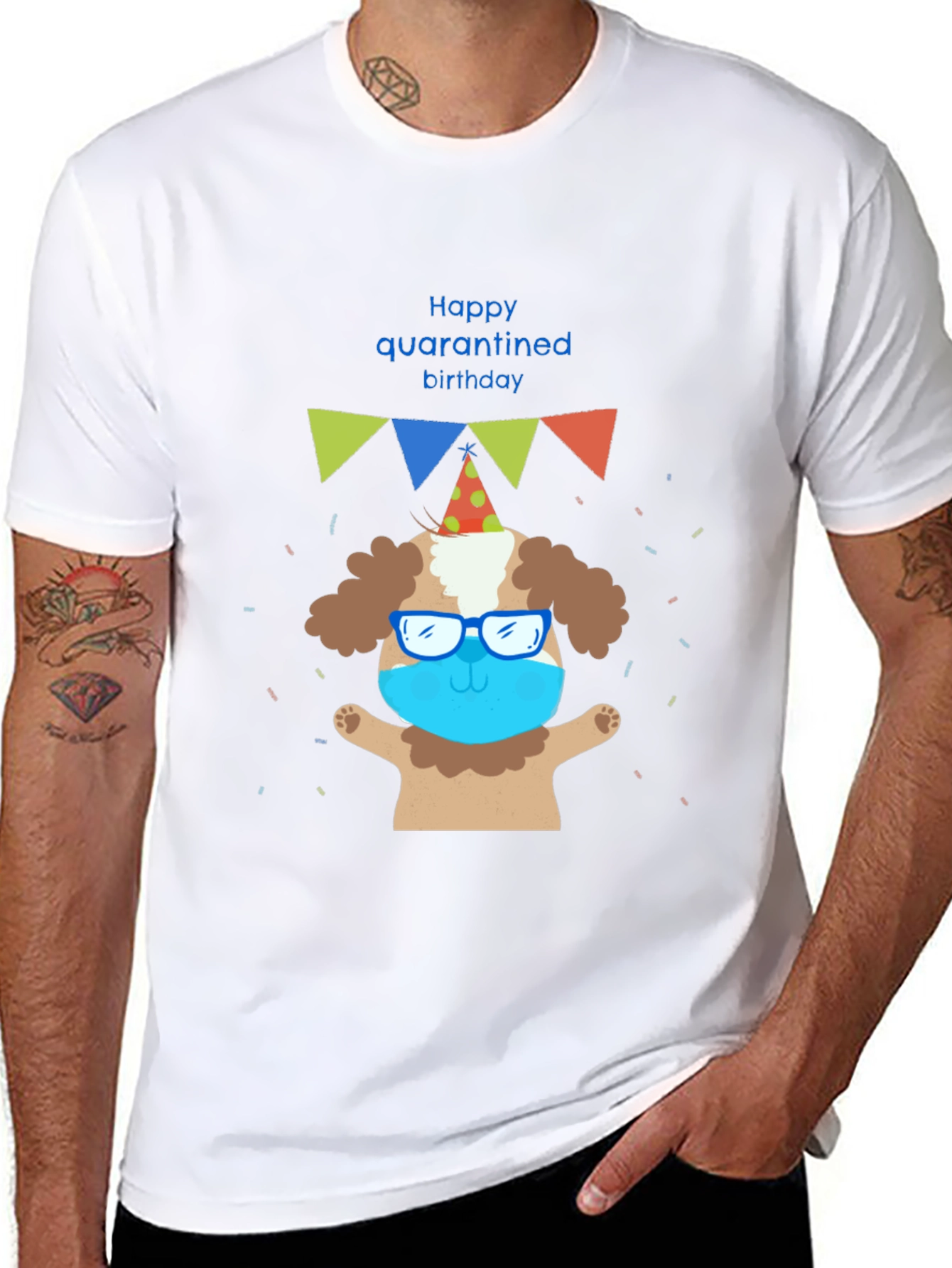 Happy Quarantined Birthday Dog T-Shirt – Funny Party Dog Graphic Tee
