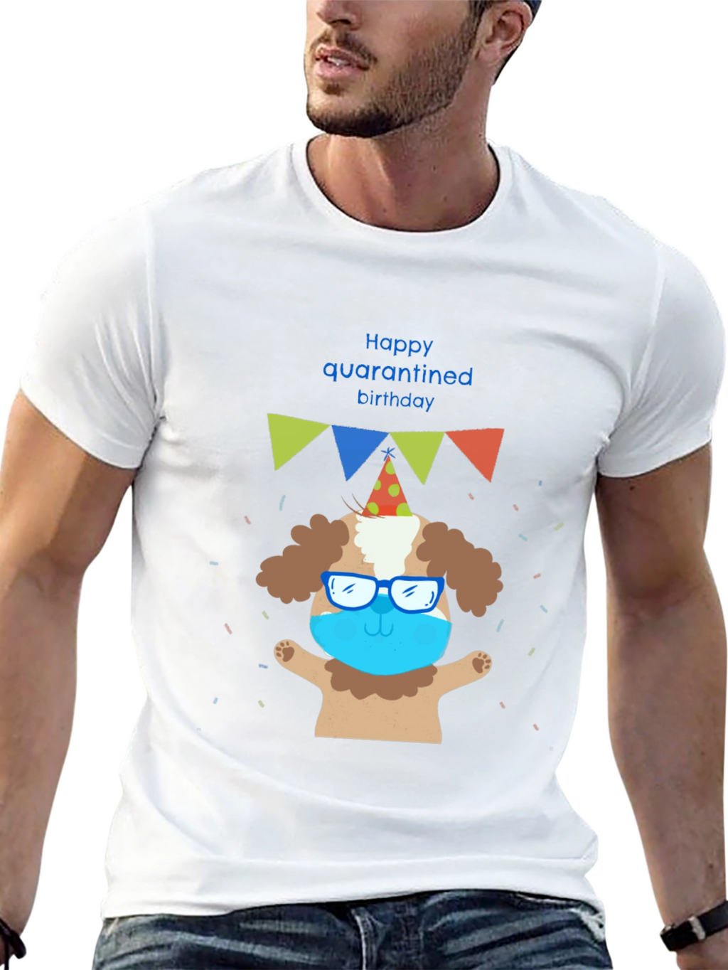 Happy Quarantined Birthday Dog T-Shirt – Funny Party Dog Graphic Tee