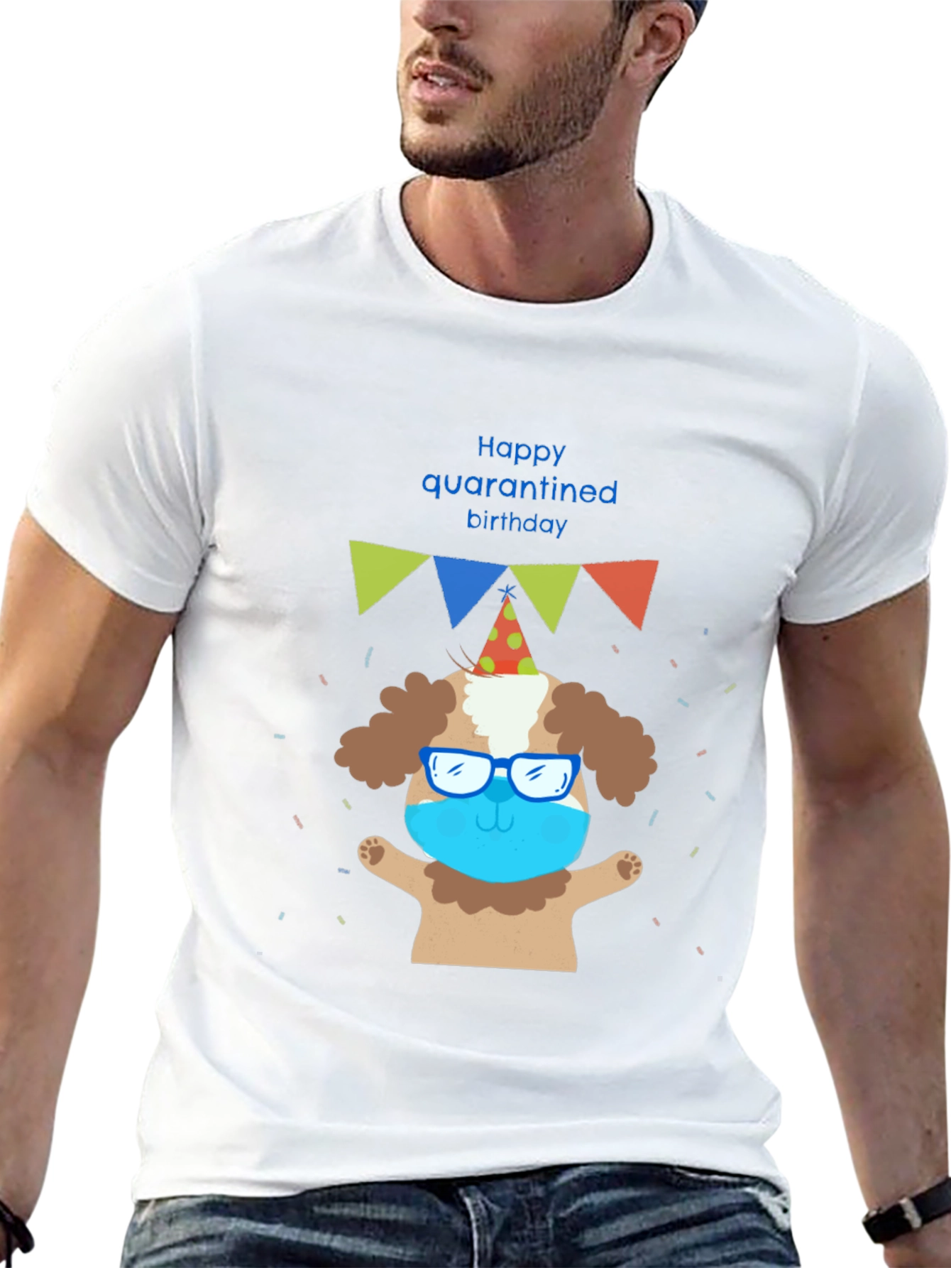 Happy Quarantined Birthday Dog T-Shirt – Funny Party Dog Graphic Tee