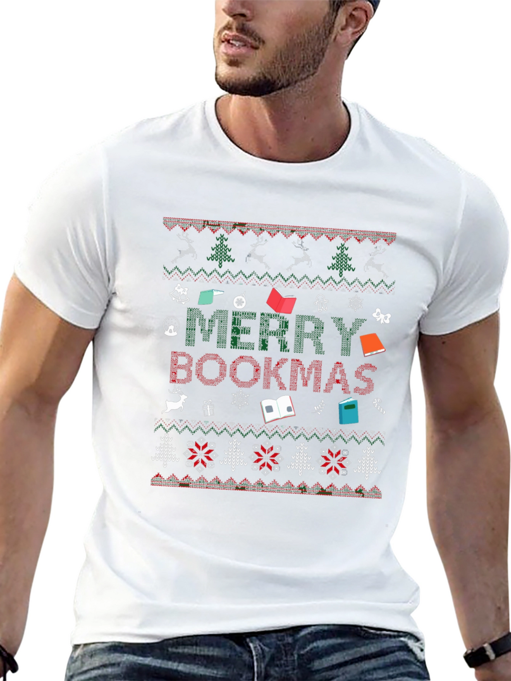 Merry Bookmas Ugly Christmas Sweater T-Shirt