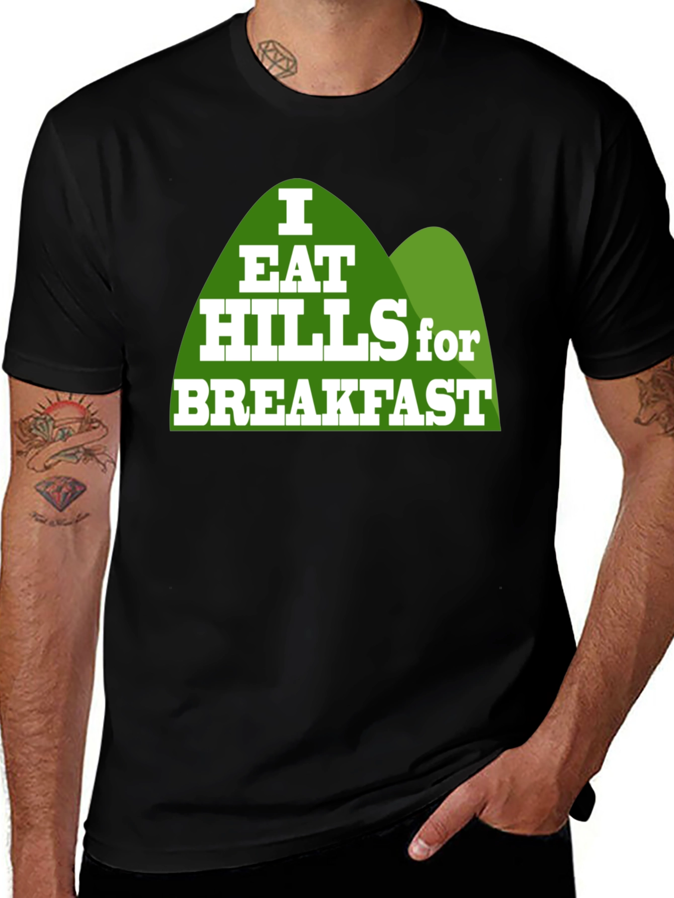I Eat Hills for Breakfast Black T-Shirt