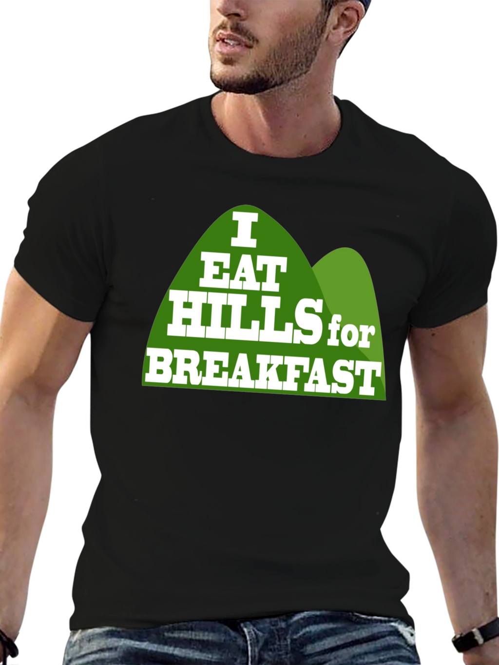 I Eat Hills for Breakfast Black T-Shirt