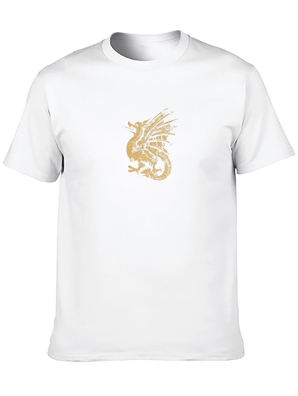 Black T-Shirt with Golden Dragon Print