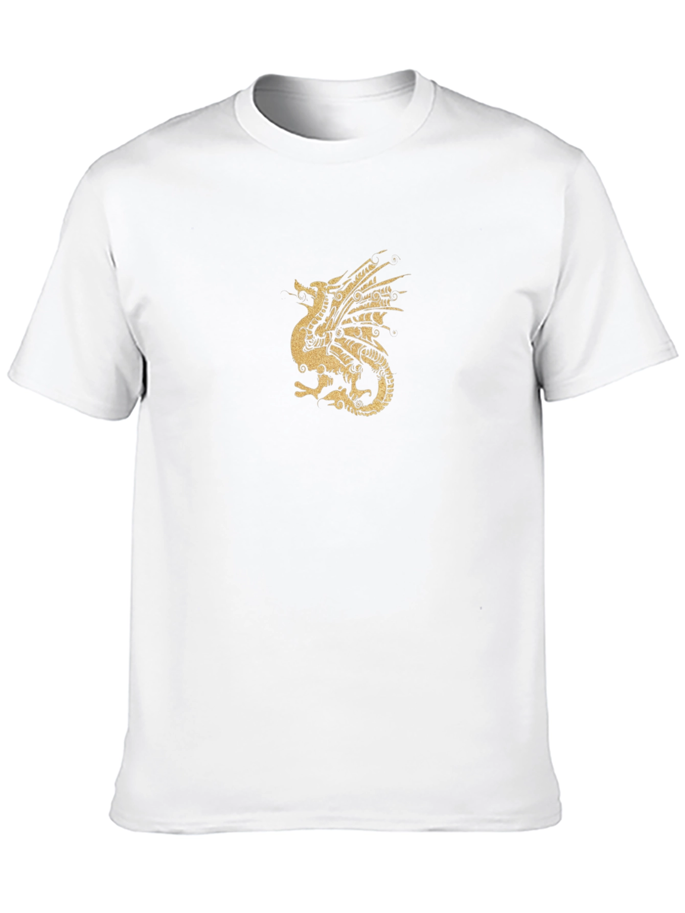 Black T-Shirt with Golden Dragon Print
