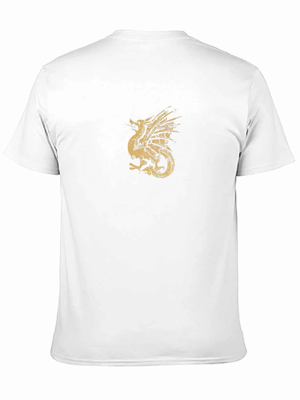 Black T-Shirt with Golden Dragon Print