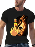 Flaming Treble Clef Black T-Shirt