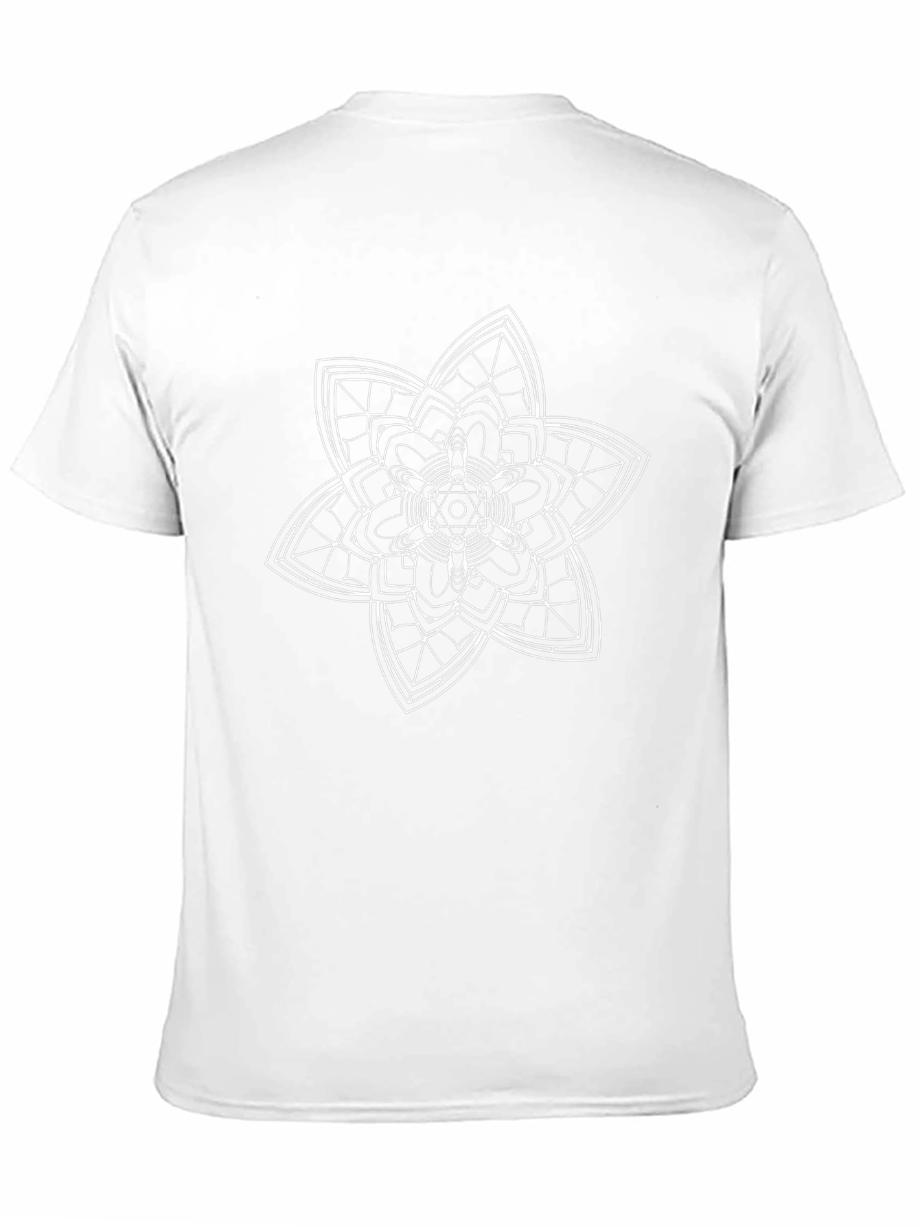Black T-Shirt with White Geometric Flower Design